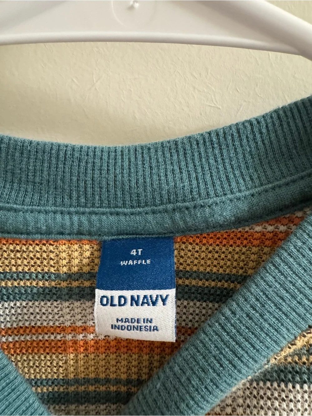 Old Navy Green Ribbed Neck Striped Pocket Tee